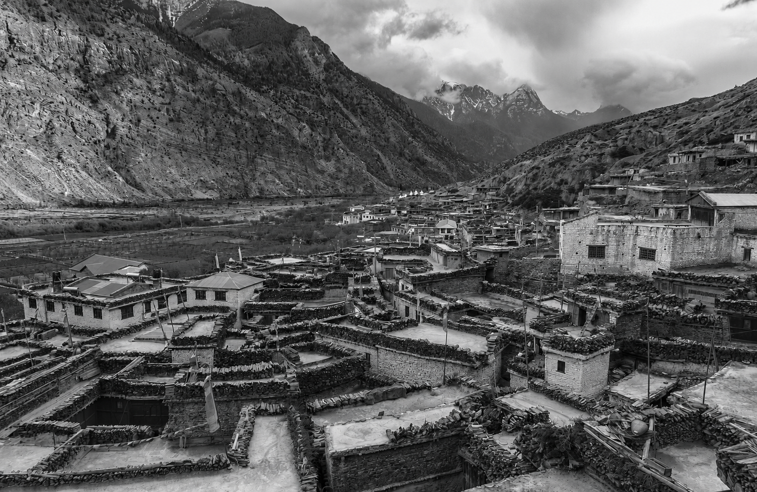 Traditional Marpha village with apple orchards