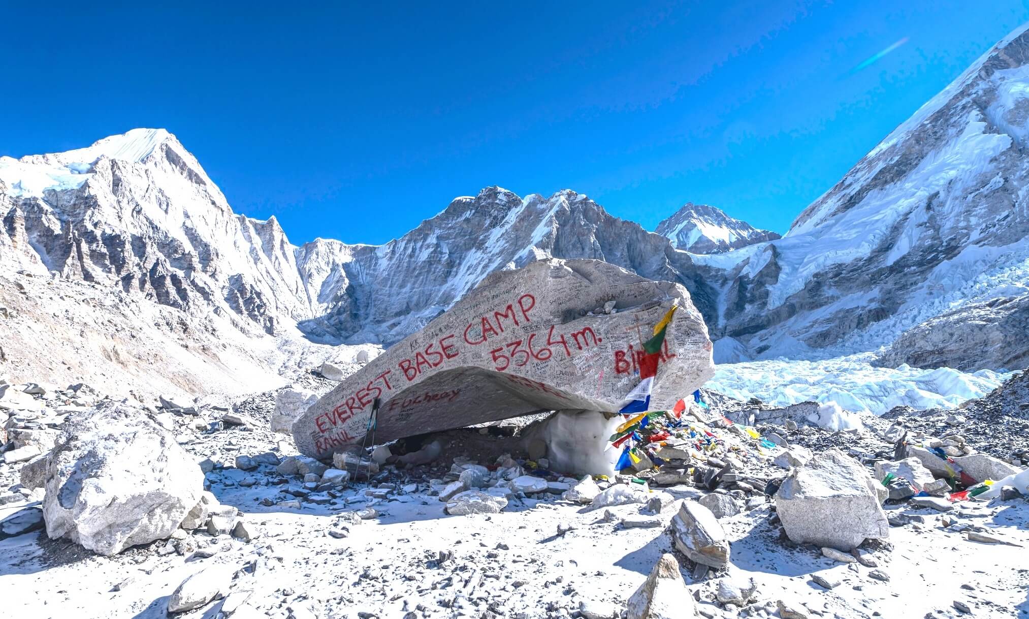 Everest Base Camp Trek with prayer flags
