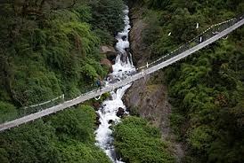 Suspension bridge crossing the Langtang Khola River during the Langtang trek