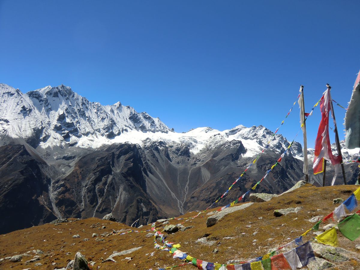 Kyanjin Ri summit panorama on the Langtang Valley Trek