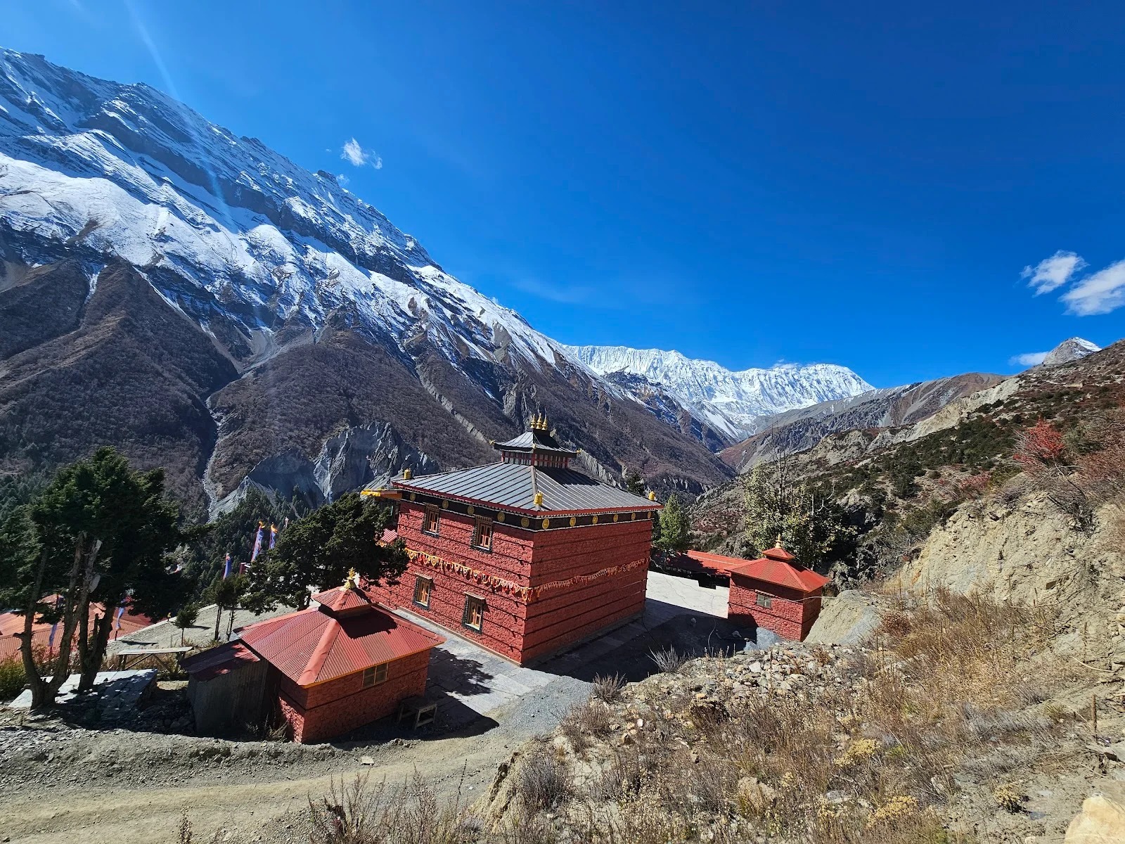 Khangsar village on the Tilicho Lake trekking route in Manang